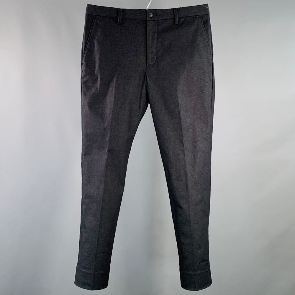 GLOBAL WORK Size L Indigo Twill Cotton Blend Drawstring Casual Pants
